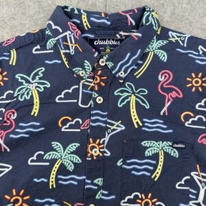 Chubbies Shirt Mens‎ Large Blue AOP Cocktail Palm Tree Golf Polo Pickleball